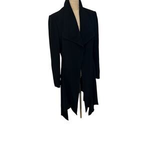 Vintage Y2K Zelda Black Scarf Hem Midi Jacket Coat Sz 10